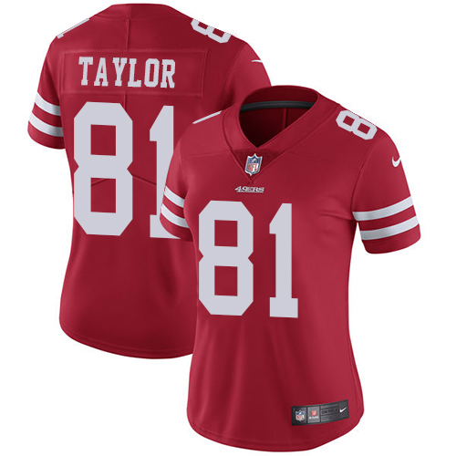 Nike 49ers #81 Trent Taylor Red Team Color Women's Stitched NFL Vapor Untouchable Limited Jersey - Click Image to Close